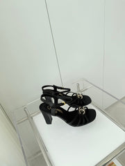 HIGH HEEL SANDALS 85 MM IN BLACK LAMBSKIN