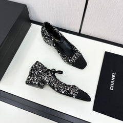 CC MARY JANE IN BLACK SEQUINS AND VELVET