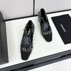 CC MARY JANE IN BLACK SEQUINS AND VELVET