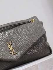 YSL 25S CALYPSO BAG 38 IN ARMY GREEN GRAINED LAMBSKIN GOLD HARDWARE