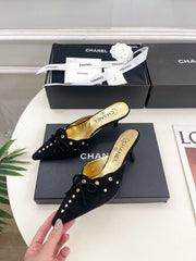 HIGH 65 MM MULE IN BLACK SUEDE