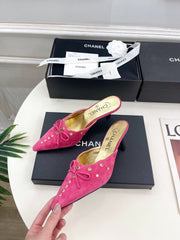 HIGH 65 MM MULE IN DEEP PINK SUEDE