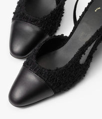 SLINGBACKS BLACK IRIDESCENT TWEED