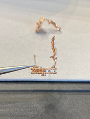 CLOVER BLACK MOP PINK GOLD DIAMOND EARRINGS