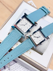 HM HEURE H 26 SILVER WHITE DIAL EPSOM LEATHER