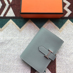 BEARN COMPACT WALLET 12 IN RHINO GRAY EPSOM LEATHER