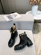 GG CRYSTAL ANKLE BOOTS IN BLACK CALFSKIN GHW