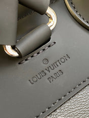 STEAMER BACKPACK 45 IN GUN METAL MONOGRAM ECLIPSE CANVAS AND BLACK CALFSKIN SILVER BUCKLE