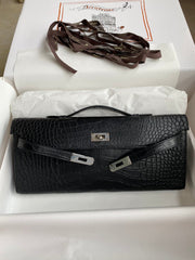 KELLY CUT 31 IN BLACK ALLIGATOR LEATHER WITH SILVER HARDWARE (MADE-TO-ODER)