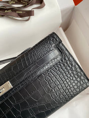 KELLY CUT 31 IN BLACK ALLIGATOR LEATHER WITH SILVER HARDWARE (MADE-TO-ODER)