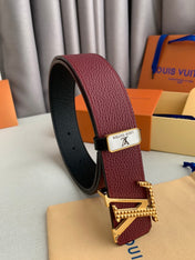 LV 25S BELT 38 MM IN DARK RED CALFSKIN 593214