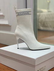 BALMAIN 26S BOOTS 105 MM IN WHITE FLYKNIT STYLE 15