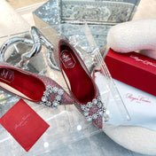 EFFLORESCENCE BALLERINAS IN RED CALFSKIN WITH FULLY EMBELLISHED CRYSTALS