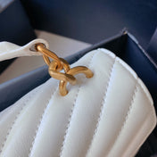 COLLEGE MEDIUM 24 IN WHITE LAMBSKIN GOLD HARDWARE