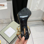 PADLOCK HIGH HEEL 10 CM SANDAL IN GOLD SHEEPSKIN