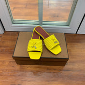 LP RAFFIA CHARMS FLATS SANDAL LEMON CALFSKIN