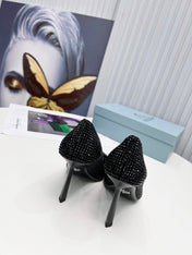 PRADA 26S POINTED TOE PUMPS STILETTO HEEL 95MM IN CRYSTAL EMBELLISHED STYLE 2