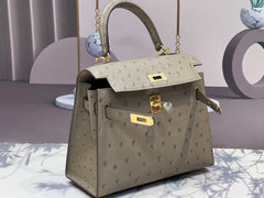KELLY BAG 20 IN KHAKI BEIGE OSTRICH LEATHER WITH GOLD HARDWARE (MADE-TO-ODER)