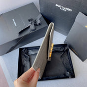 UPTOWN POUCH 27 IN PASTEL GRAY CROCODILE-EMBOSSED SHINY CALFSKIN GOLD LOGO