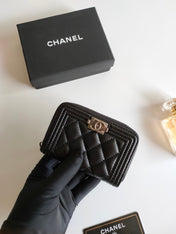 CC BOY ZIP COIN PURSE 11.5 BLACK CALFSKIN ICON