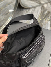 CROSSBODY BAG 24 IN BLACK POLISHED NYLON