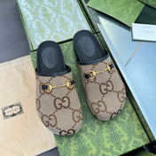 HORSEBIT MULE IN LIGHT BROWN MONOGRAM CANVAS AND BLACK LINING