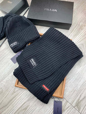SET SCARF AND HAT IN BLACK WOOL AND RABBIT FUR 388994