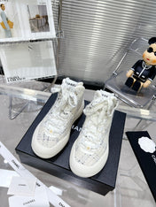 CC CANO ALTO SNEAKER IN WHITE WOOL TWEED AND RUBBER