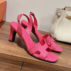 HOLY 75 SANDAL IN BRIGHT PINK GRAINED CALFSKIN