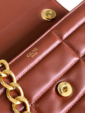MONOCHROME 24 QUILTED CHERRY RED LAMBSKIN CHAIN SHOUDER BAG