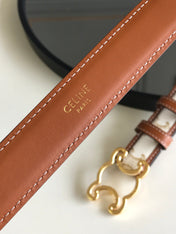 CELINE 25S BELT TRIOMPHE 25MM IN WHITE CALFSKIN AND CANVAS 559677