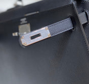 KELLY 28CM IN NOIR EPSOM CALFSKIN SILVER HARDWARE