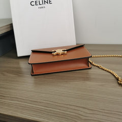 WALLET ON CHAIN MARGO 19 IN RUST ORANGE SMOOTH CALFSKIN GOLD HARDWARE
