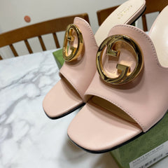 GG HIGH HEELS BLONDIE 75 IN PASTEL PINK LAMBSKIN WITH GOLD HARDWARE