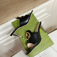 GG HIGH HEELS BLONDIE 75 IN BLACK LAMBSKIN WITH GOLD HARDWARE