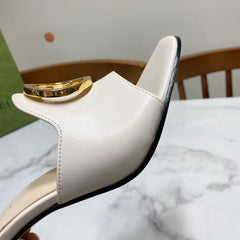 GG HIGH HEELS BLONDIE 75 IN CREAM WHITE LAMBSKIN WITH GOLD HARDWARE