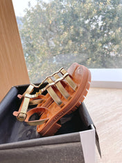 LYMPIA GLADIATOR SANDAL IN GOLD METALLIC CALFSKIN