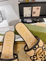 GG EXCLUSIVE SLIDE SANDAL BLACK AND CREAM SEDGE