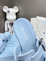 MONOLITH SLIPPER SANDALS IN SKY BLUE RUBBER