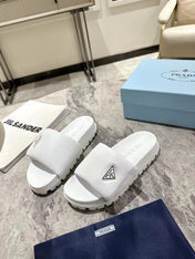 PRA SHEARLING SLIDES WHITE LAMBSKIN