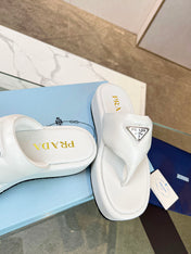 PRA SOFT PADDED NAPPA THONG WEDGE SANDALS WHITE LAMBSKIN