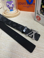 LV 25S BELT 38 MM IN BLACK CALFSKIN PRINT PATTERNS 593287