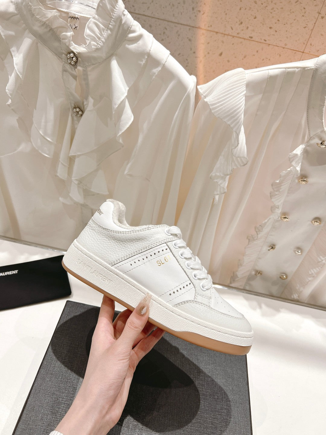 SL SL/61 SNEAKERS WHITE PERFORATED CALFSKIN