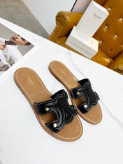 TRIOMPHE SLIDE IN BLACK CALFSKIN
