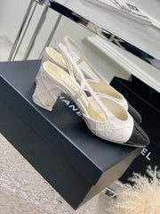 HIGH SLINGBACKS 65 WHITE MIX BLACK CALFSKIN