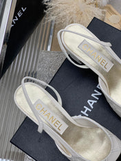 HIGH SLINGBACKS 65 WHITE MIX BLACK CALFSKIN