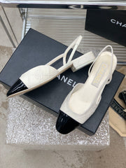 SLINGBACKS 20 WHITE MIX BLACK CALFSKIN