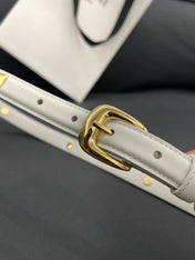 CL SMALL 18 MM TRIOMPHE BELT IN TAURILLON WHITE LEATHER GOLD HARDWARE
