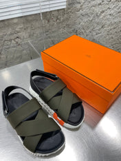 ELECTRIC SANDAL BLACK MIX DARK ARMY CALFSKIN
