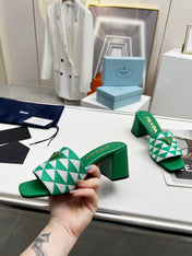 PRA EMBROIDERED SLIDES 65 GREEN FABRIC